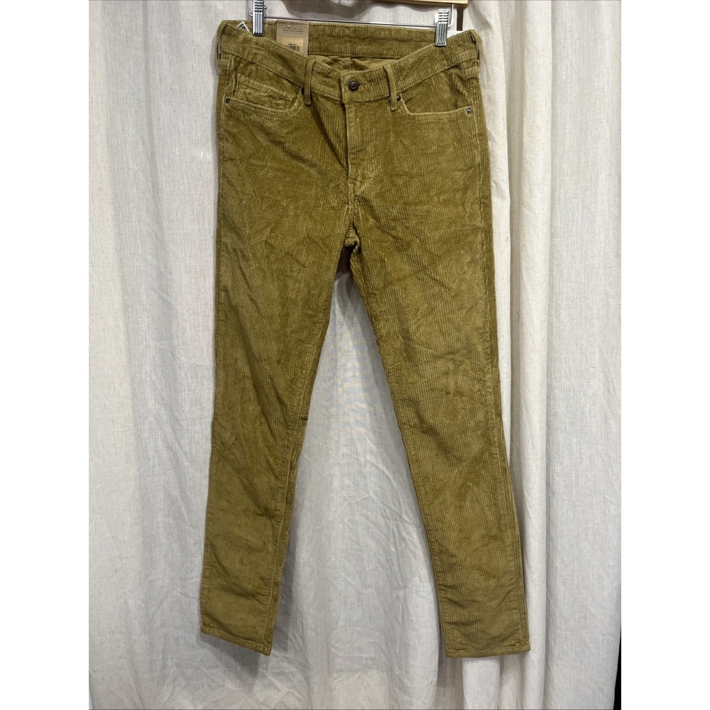 Levis Jeans Womens 30 Brown Green Corduroy Cord Trouser Pants 711 Skinny Stretch